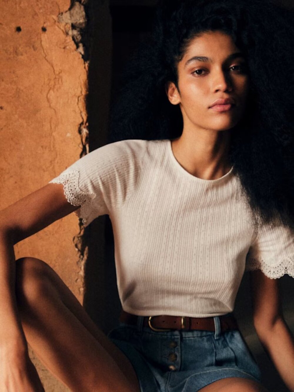 Sezane Clea T Shirt ECRU XS